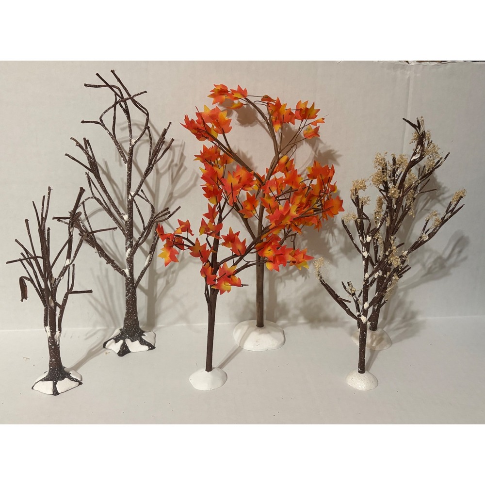 Department 56 Village Accessories Mixed Tree Lot Autumn Maple Winter Snow 6pc